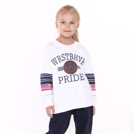Sweatshirt for girls, white color, height 122-128 cm
