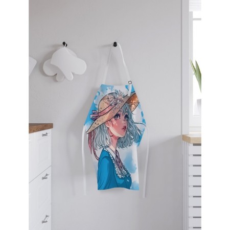 Apron of a kitchen with a photo print "Dreamy Girl", adjustable, size OS-1