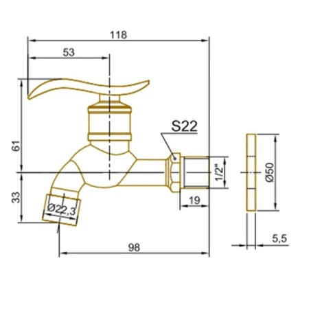 Bronze de Luxe 21974/1 crane, drain, for a bathhouse, with aerator-1