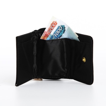 Women's wallet on the button, black color-5