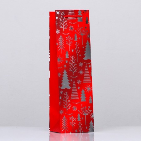 Package laminated for a bottle "Christmas trees" luxury 11 x 38 x 11 cm-2