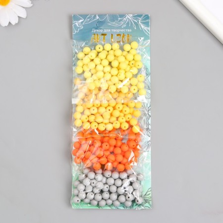 Beads for creativity plastic "Orange" matte d = 0.8 cm set 4 colors x 20 g-2