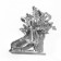 Brooch New Year's "horse" with flowers, color in silver