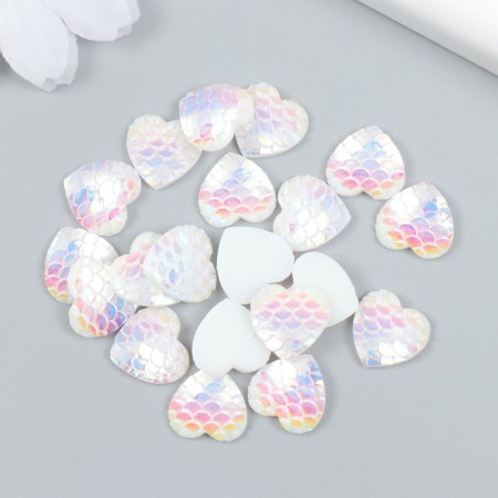 Decor for creativity Plastic "Claim white mother -pearl - heart" 1.2x1.2 cm-2