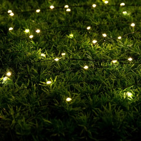 Garland "thread" 10 m Rosa, IP44, silver thread, 100 LED, warm white glow, 2 modes, solar battery-1