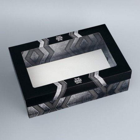 The box is folding, the lid is, "a real man", 30 x 20 x 9 cm with a window-2