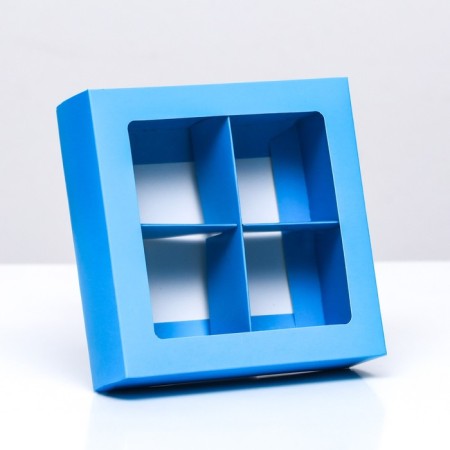 Box for sweets 4 pcs, blue, 12.5x 12.5 x 3.5 cm,