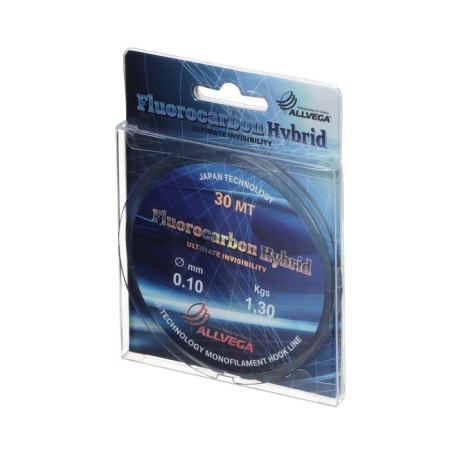 Monophile Flap ALLVEGA FLUOROCARBON HYBRID, diameter 0.10 mm, test 1.30 kg, 30 m, fluorocarbon 65%-1