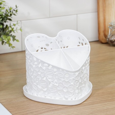 Table for cutlery "Heart", 17 × 18.5 × 15.5 cm, white color-1