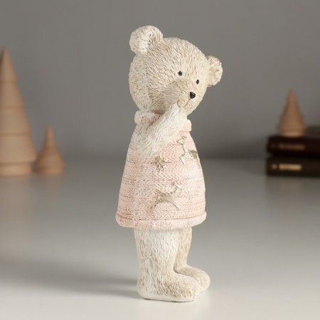 Polystone souvenir "Surprised Bear in a Pink Sweater" 7.5x5x16 cm-1