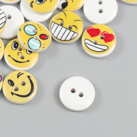 Buttons wood for creativity 2 punctures "Smiley" set 40 pcs 1.5x1.5x0.4 cm-2