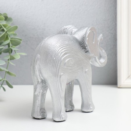 Souvenir Polystone "Silver Elephant, layers" 16x7x13.5 cm-2