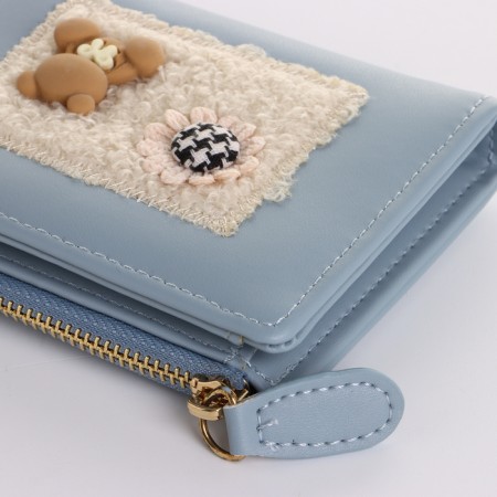Women's wallet on the button, blue color-3
