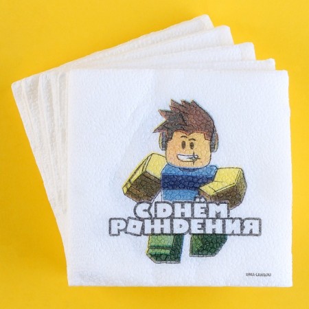 Napkins single -layer paper “Happy Birthday”, 24 × 24 cm, in a set of 20 pcs.-1
