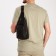 Male sling bag, artificial leather, headphone opening, brown color