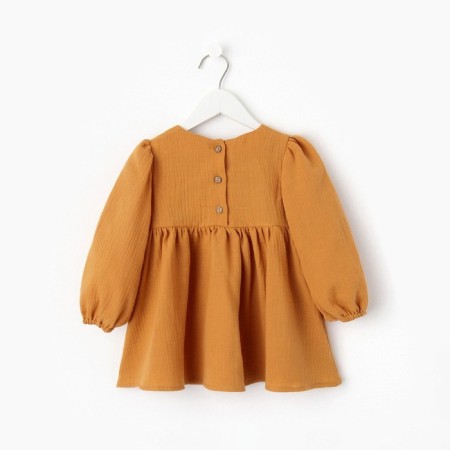 Children's dress with long sleeve KAFTAN "Muslin", size 28 (86 -92 cm) Mustard color-18