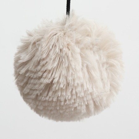 A bed with a cloth "Pijon", oval, 55 x 36 x 47cm, fluffy fur, jute, gray-3