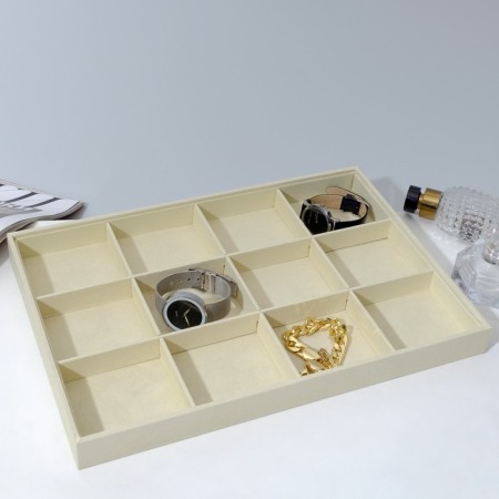 Decoration for jewelry 12 cells, phlock, 35 × 24 × 3, beige color-1