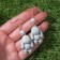 Earrings with pearls "Rabbit" Soft, white-gray color in gold