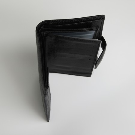 Male purse on magnet 3 in 1, department for auto documents, passports, black color-4
