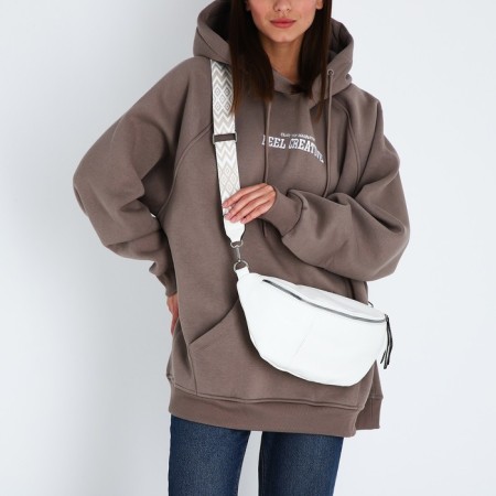 Bag Cross-Bodi with a zipper, white color-5