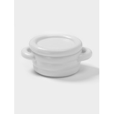 A baking pot “Sephir”, 250 ml, 15 × 10.5 × 6.3 cm, with handles, with a lid, ceramics, white