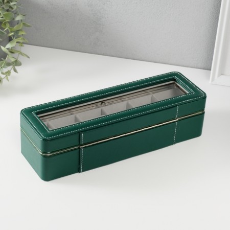 The casket to the leatherette to the clock 6 "Green" 9.5x30.5x8 cm-4