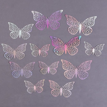 Set for decorating "Butterflies", 12 pieces, holography, silver color