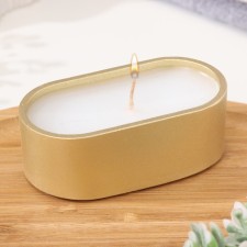 A candle in an oval candlelight made of gypsum, 9.5x4.7x3cm, gold