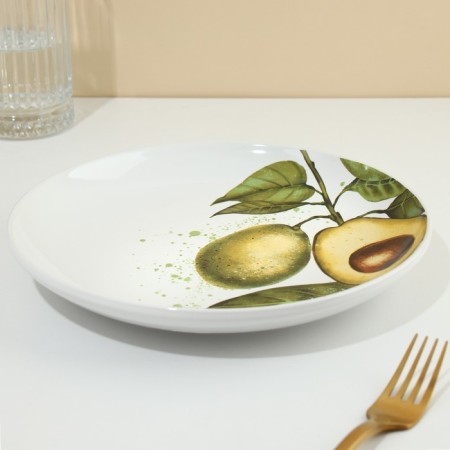 Ceramic plate "Avocado", 22.5 cm, white color-3