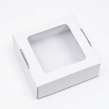 Self -charged box, with a window, craft, white, 16 x 16 x 6 cm-1