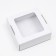 Self -charged box, with a window, craft, white, 16 x 16 x 6 cm