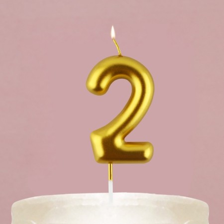 Candle for the cake, number "2", gold, 4 x 10 cm.-4