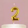 Candle for the cake, number "2", gold, 4 x 10 cm.