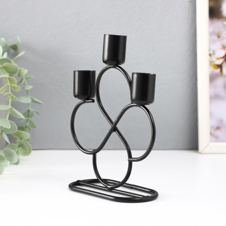 Summary metal for 3 candles "curls" d = 2 cm black 14x6x16.5 cm-4
