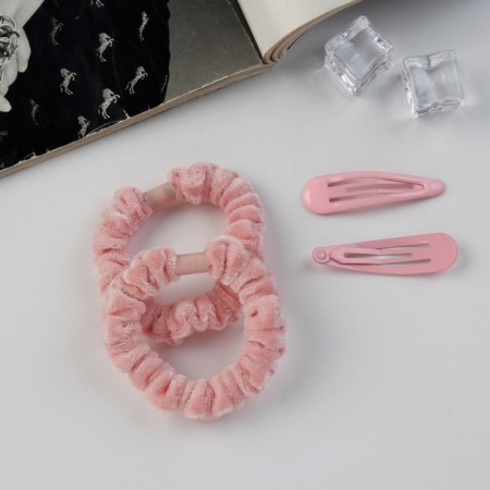 Hair set "Gloria Tenderness" (2 gum 5.5 cm, 2 invisibility 5 cm) pink-2