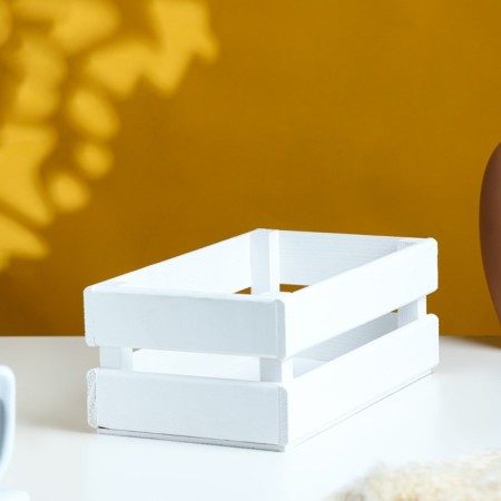 Wooden Kashpo 24.5 × 13.5 × 9 cm "Two Light", two -string, white give beautifully-1