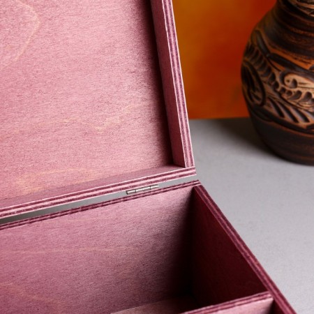 Gift box 34 × 21.5 × 10.5 cm wooden 3 departments, with a close lid purple-4