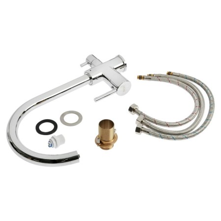 Kitchen mixer Zein ZC-011, with output for drinking water, brass, chrome-9