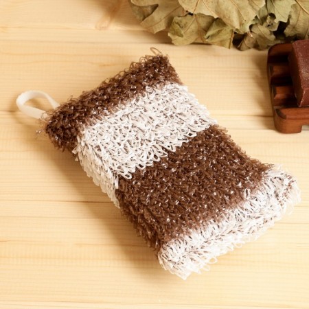 Knitted washcloth "Brike. Strip", mixing color, 18x12x4.5cm, foam