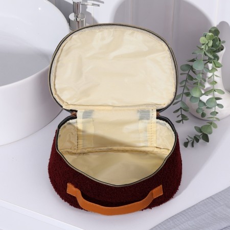 Cosmetic bag with a zipper, with a lining, purple color-3