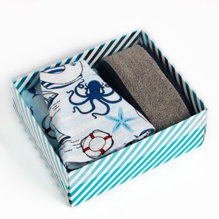 Set Gift Ethel "Captain": Kilt 75*144 cm, hat, washcloth-6