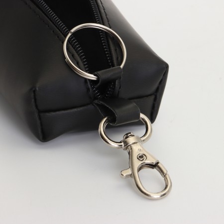 Key of zipper, length 16 cm, ring, carbine, black color-1