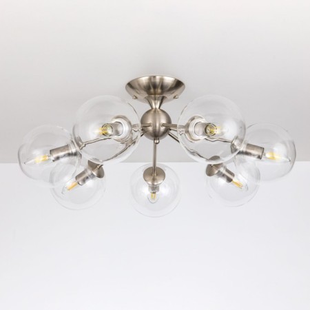 Ceiling chandelier CITILUX "Tommy" CL102171, 66.5x66.5x26 cm, 7x40W, E14, gray color gray-8
