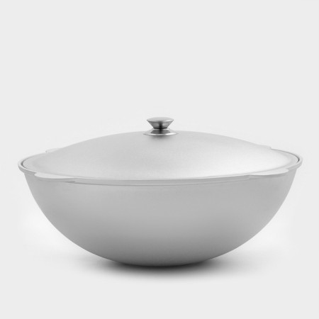 Kazan for pilaf, 15 l, spherical bottom, aluminum cover, beige color-1