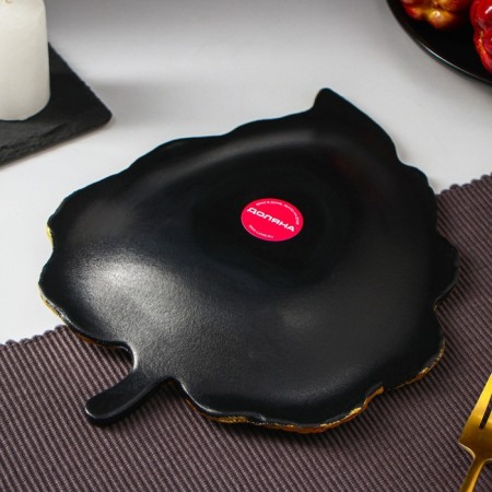 Fruit dish of Dolyana "Tropical Leaf", 26 × 20.5 cm, black color-2