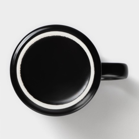 Ceramic mug with a spoon "Black marble", 350 ml, black color-6
