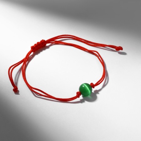 Bracelet-reinforcing "red thread" cat eyes, green color, d = 8-2