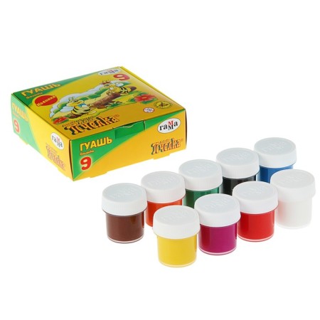 Gouache 9 colors "Gamma" "Bee", 20 ml