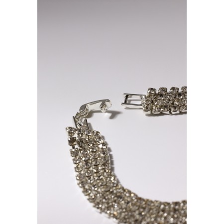 Bracelet with rhinestones "shine" four rows, white color in silver, 18 cm-3